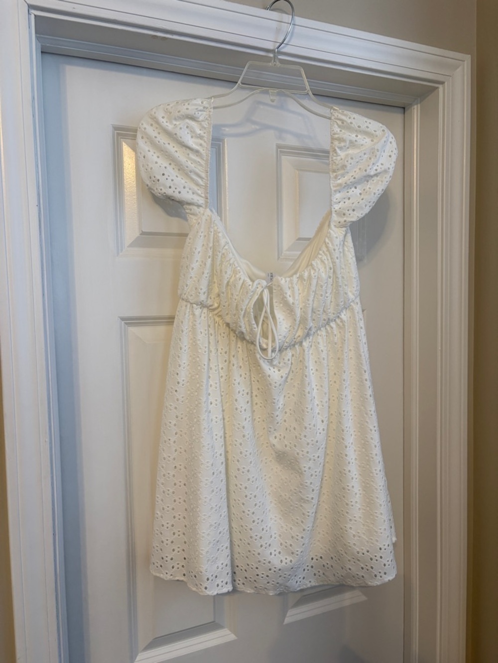 Lucy in the Sky Eyelet Girly Cottagecore Mini White Dress - Picture 4 of 12